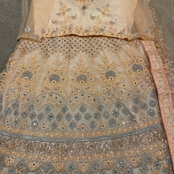 Designer New Peach Lehenga with sequins and mirror work - Picture 9 of 10